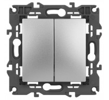 14-1104-03 Выключатель 2-клавишный, 10АХ-250В, IP20, Эра Elegance, алюминий  Б0034232  ЭРА