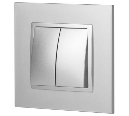 14-1104-03 Выключатель 2-клавишный, 10АХ-250В, IP20, Эра Elegance, алюминий  Б0034232  ЭРА