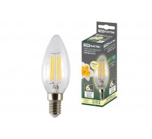 Лампа светодиодная свеча "Филамент" С37-6 Вт-230 В-2700 К-E14 TDM  SQ0340-0275  TDM