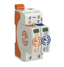Устройства защиты от импульсных перенапряжений УЗИП для силовых сетей 1+NPE (Класс I+II), 280 В (V50-1+NPE+FS-280)  5093531  OBO Bettermann
