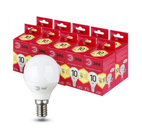 Лампа светодиодная RED LINE LED P45-10W-827-E14 R E14 10Вт свеча теплый белый свет  Б0052378  ЭРА