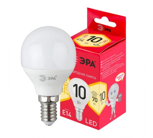 Лампа светодиодная RED LINE LED P45-10W-827-E14 R E14 10Вт свеча теплый белый свет  Б0052378  ЭРА