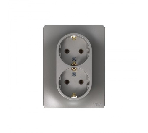 Glossa Платина Розетка 2-ая с заземлением (в сборе)  GSL001224  SE