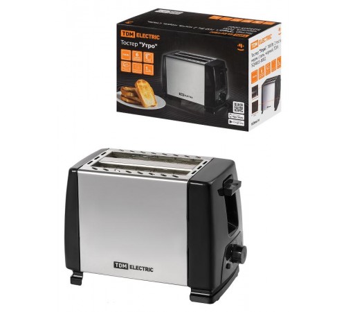 Тостер "Утро", 700 Вт, 2 тоста, нерж. сталь, черный, TDM  SQ4003-0002  TDM