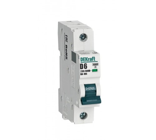 Выключатель автоматический  однополюсный ВА-105 6А D 10кА  13199DEK  DEKraft