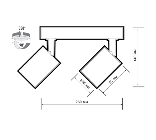 Светильник светодиодный архитектурный PDL-R 2xGU10  BL 230V IP20  .5049345  Jazzway