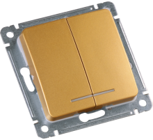 Выключатель скрытой установки, двухклавишный, с индикацией, механизм, цвет золото  ВС10-452-07  HEGEL