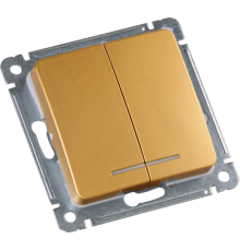 Выключатель скрытой установки, двухклавишный, с индикацией, механизм, цвет золото  ВС10-452-07  HEGEL