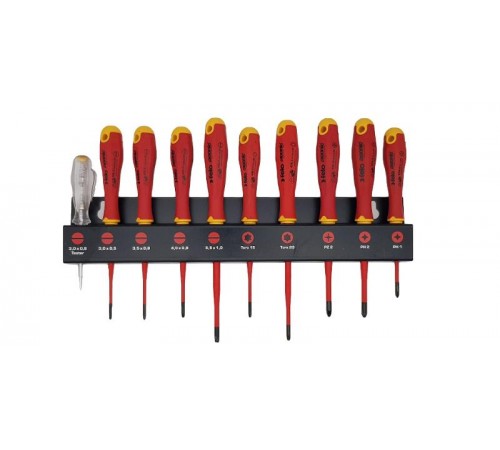 Набор отверток диэлектрических SL/PH/PZ/Tx E-Slim Ergonic на стальной стойке, 10 шт  41391093  Felo
