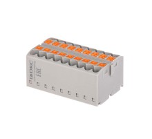 Блок распределительный, зажим push-in, 18 точек подключения 2,5 кв.мм, серый  DTP1-018-04SPUG  DKC