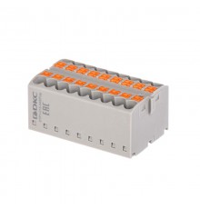 Блок распределительный, зажим push-in, 18 точек подключения 2,5 кв.мм, серый  DTP1-018-04SPUG  DKC
