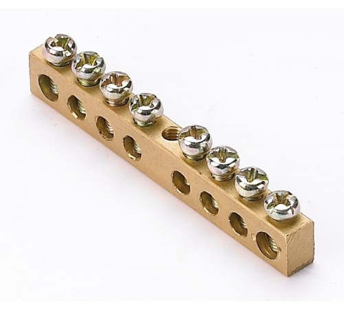 Шина нулевая 8 групп/крепеж по центру, сеч. 6x9  32001DEK  DEKraft