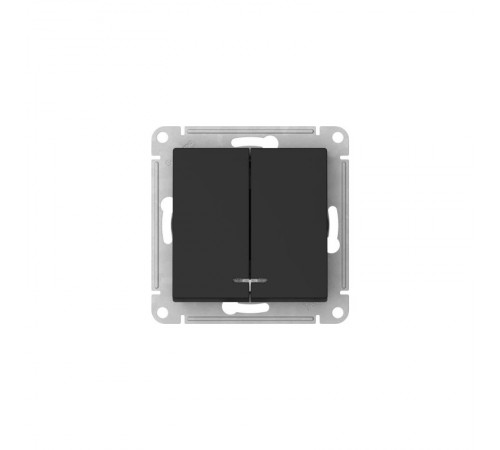 AtlasDesign Карбон Выключатель 2-клавишный с подсветкой,сх.5а, 10АХ, механизм, быстрозажимные клеммы  ATN001053S  SE