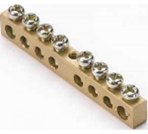 Шина нулевая 8 групп/крепеж по центру, сеч. 6x9  32001DEK  DEKraft