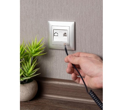 Валенсия лицевая панель розетки Phone 1-местная сталь EKF PROxima   EST01-L-034-30   EKF