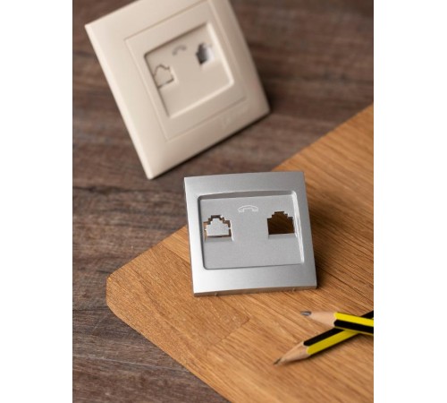 Валенсия лицевая панель розетки Phone 1-местная сталь EKF PROxima   EST01-L-034-30   EKF