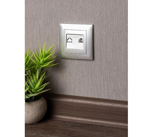 Валенсия лицевая панель розетки Phone 1-местная сталь EKF PROxima   EST01-L-034-30   EKF