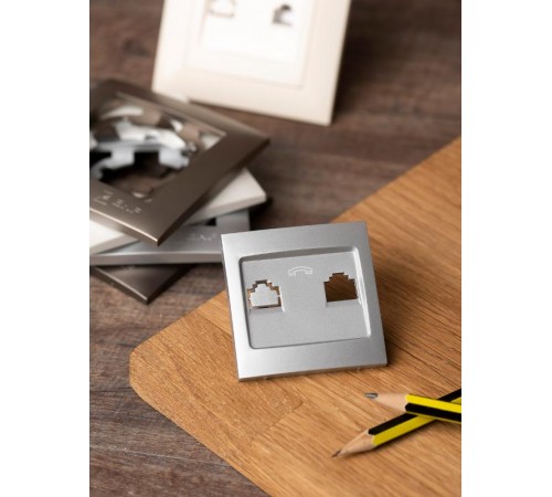 Валенсия лицевая панель розетки Phone 1-местная сталь EKF PROxima   EST01-L-034-30   EKF