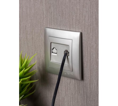 Валенсия лицевая панель розетки Phone 1-местная сталь EKF PROxima   EST01-L-034-30   EKF