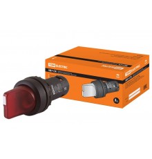 Переключатель на 2  положения с фиксацией SB7-CK2465-220V короткая ручка(LED) d22мм 1з+1р красный TD  SQ0746-0061  TDM