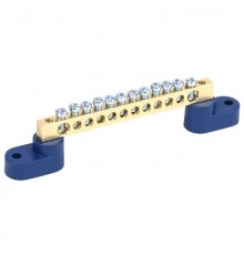 Шина "N" нулевая 6х9 мм на двух угловых синих изоляторах 12 групп  11-2328  REXANT