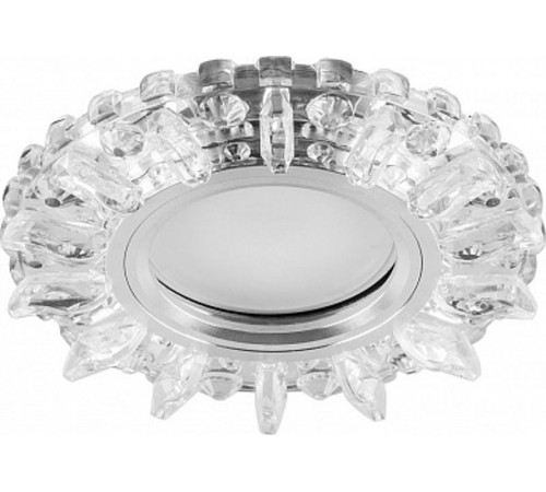 Светильник точечный встраиваемый под лампу, с LED подсветкой CD910 15LED*2835 SMD 4000K, MR16 50W G5.3, прозрачный, хром  28893  FERON