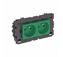 Розетка двойная 0° Modul45connect франц. стандарт, 250 В, 16A (зеленый) (STD-F0C8 MZGN2)  6120626  OBO Bettermann