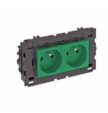 Розетка двойная 0° Modul45connect франц. стандарт, 250 В, 16A (зеленый) (STD-F0C8 MZGN2)  6120626  OBO Bettermann
