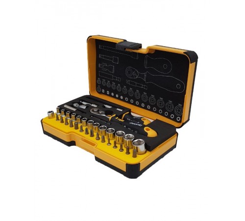 Набор головок и бит с трещоткой и рукояткой ERGONIC в кейсе, 36 шт  05783616  Felo