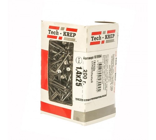 Гвоздь строительный 1,4х25 (200 г) - коробка с окном  101994  Tech-KREP