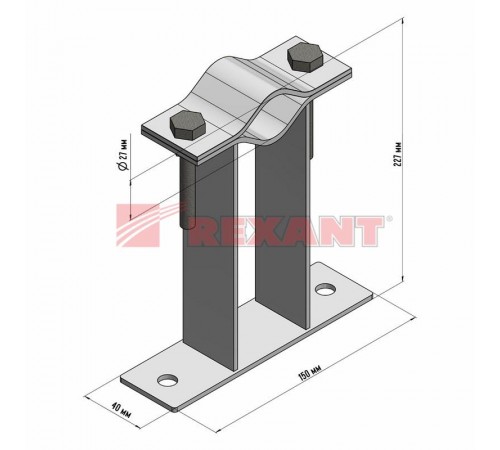 Кронштейн для мачт плоский 200 мм П-образный  34-0595  REXANT