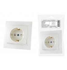 Розетка 2П+З с защ. шт. 16А 250В белая "Таймыр" (пром. упак., бакелит. основание)  SQ1814-0516  TDM