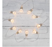 Гирлянда светодиодная Лампочки 10 LED, 1.5 м, прозрачный ПВХ, теплый белый цвет свечения, 2 х АА (батарейки не в комплекте)  304-015  NEON-NIGHT