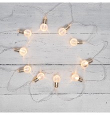 Гирлянда светодиодная Лампочки 10 LED, 1.5 м, прозрачный ПВХ, теплый белый цвет свечения, 2 х АА (батарейки не в комплекте)  304-015  NEON-NIGHT