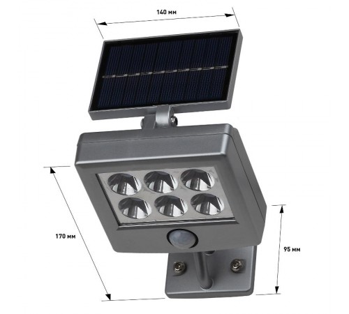 ERAFS048-08 Прожектор с датчиком движения, на солнечной батарее, 6LED, 150 lm  Б0044248  ЭРА