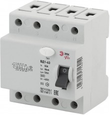 Выключатель дифференциальный (УЗО) (электромеханическое) NO-902-40 ВД1-63 3P+N 32А 30мА Pro  Б0031885  ЭРА