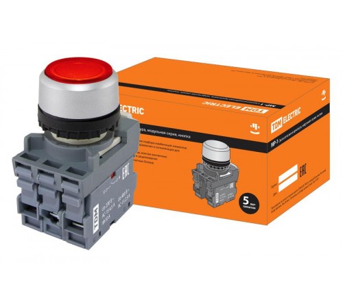 Кнопка MP1-21R(LED) в сборе d22мм/24В 1з+1р красная  SQ0747-0017  TDM