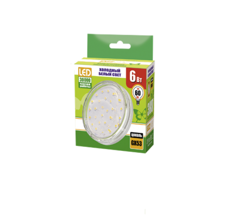 Лампа светодиодная LED 6Вт GX53 220В 5000К PLED- ECO-GX53 CLEAR таблетка (плоский цилиндр)  2852090  Jazzway