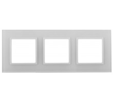Рамка для розеток и выключателей Elegance 14-5103-01 на 3 поста, стекло, Elegance, белый+белый  Б0059170  ЭРА