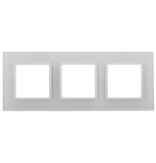 Рамка для розеток и выключателей Elegance 14-5103-01 на 3 поста, стекло, Elegance, белый+белый  Б0059170  ЭРА