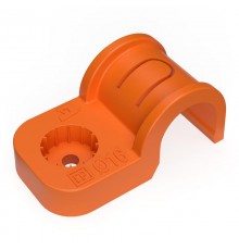 Крепеж-скоба пластиковая односторонняя для прямого монтажа  атмосферостойкая оранжевая в п/э d16 мм (50шт/750шт уп/кор)  PR13.1165  Промрукав