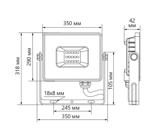 Прожектор светодиодный LL-924 200W 6400K IP65 AC220V/50Hz, черный 346*439*56 мм  29499  Feron