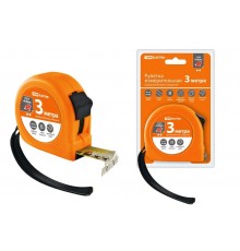 Рулетка, длина 3 м, стальная лента, ширина 16 мм, прорезиненное покрытие, магнит, "Рубин"  SQ1018-0105  TDM