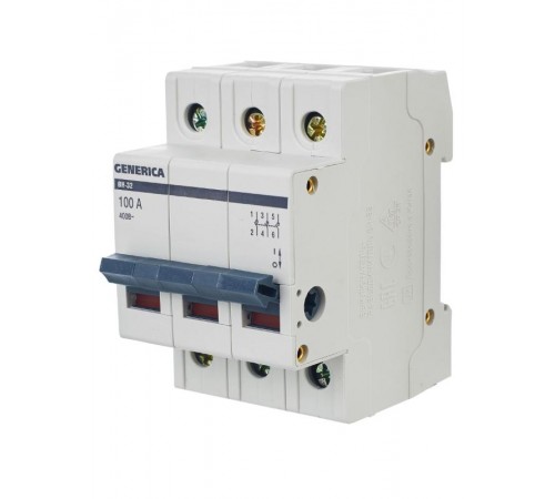 Выключатель нагрузки модульный (мини-рубильник) ВН-32 3Р 100А  MNV15-3-100  GENERICA