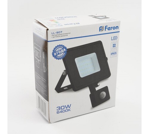 Прожектор светодиодный с датчиком LL-907 IP44 30W 6400K  29557  Feron