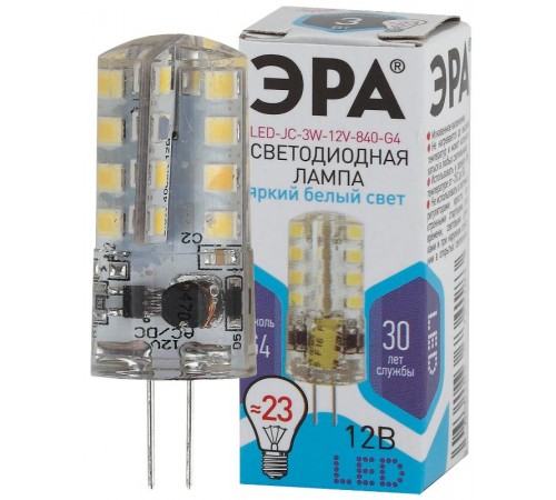 Лампа светодиодная LED-JC-3W-12V-840-G4  Б0033194  ЭРА
