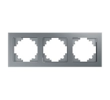 Рамка горизонтальная 3-местная, серия Катрин, GFR00-7003-03, серебро  39533  STEKKER
