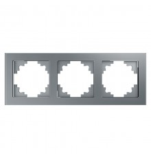 Рамка горизонтальная 3-местная, серия Катрин, GFR00-7003-03, серебро  39533  STEKKER