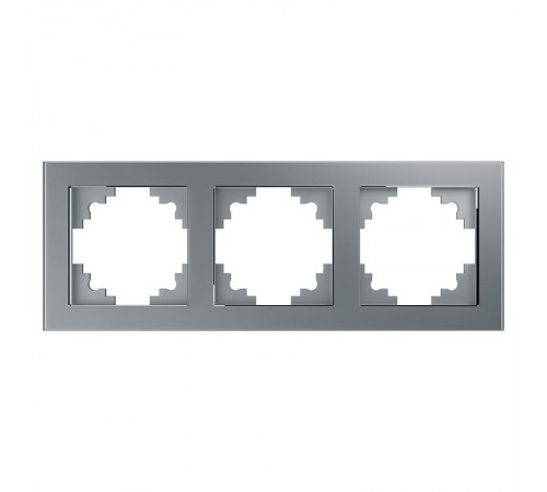 Рамка горизонтальная 3-местная, серия Катрин, GFR00-7003-03, серебро  39533  STEKKER