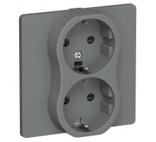 FLITE Розетка 2-ая с заземлением со шторками быстрозажимные клеммы 16А РСш12-1-К-ФлМА мокрый асфальт  FI-R24C-16-1-K80  IEK